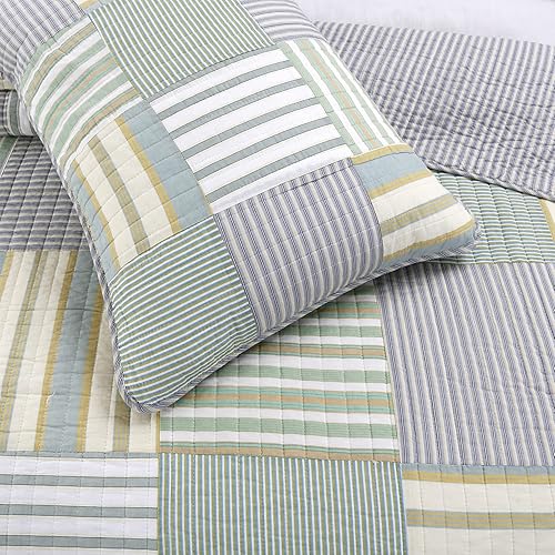 Vista 9 de Cozy Line Home Fashions Benjamin - Juego de ropa de cama reversible de 100 % algodón con estampado de dinosaurio, diseño a cuadros, para niños