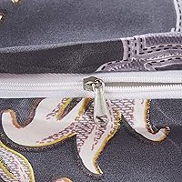 Vista 5 de Qucover Funda de edredón de 3 piezas con cierre de cremallera y lazos en las esquinas, 1 funda de edredón y 2 fundas de almohada (Damasco, Queen)