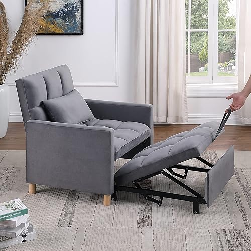 Vista 19 de Silla de cama convertible multifuncional, tela de peluche, ajustable, sofá cama extraíble individual con lumbar, para estudio, dormitorio