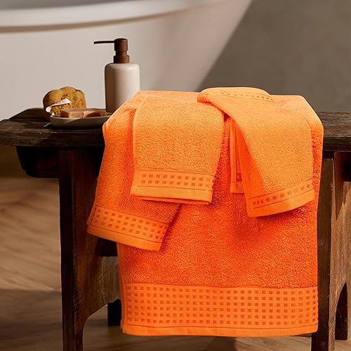 Vista 472 de GLAMBURG Juego de 6 toallas de 100% algodón ultra suave, contiene 2 toallas de baño de 28 x 55 pulgadas, 2 toallas de mano de 16 x 24 pulgadas y 2