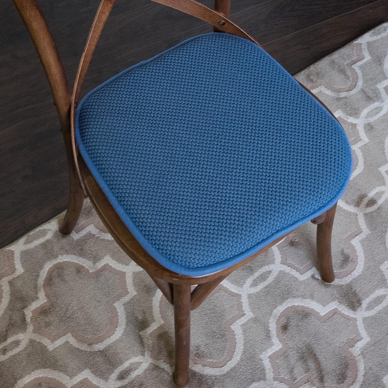 Sweet Home Collection Cushion Memory Foam Chair Pads Honeycomb Nonslip Back Seat Cover 16" x 16" 6 Pack Blue