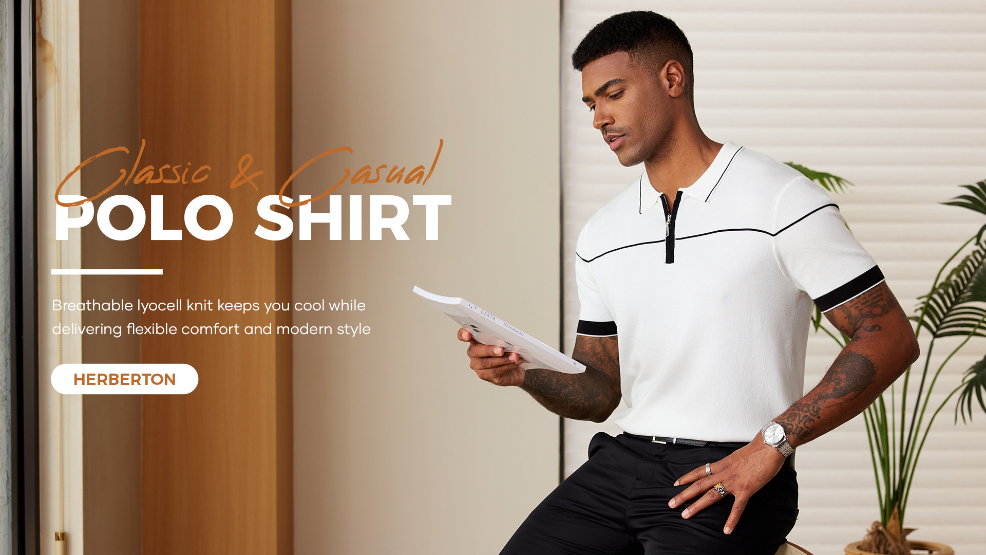 Herberton Men Polo Soft Vintage Polo Summer Cruise Quarter Zip