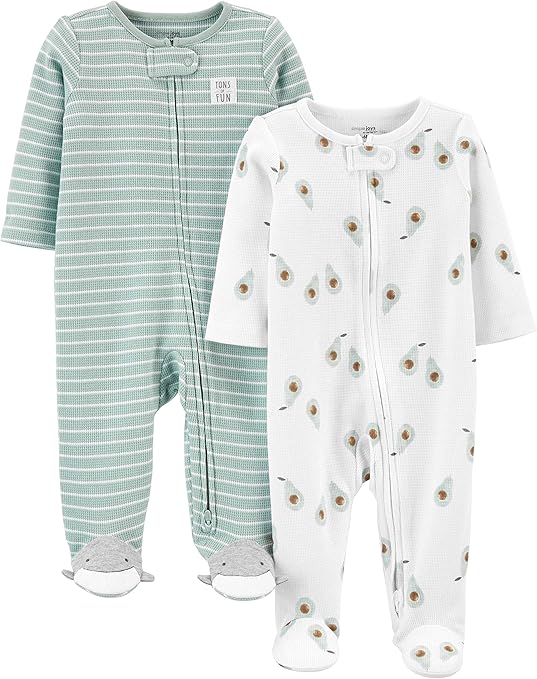 Simple Joys by Carter's Baby 2-Way Zip Thermal Footed Sleep and Play, Pack of 2
