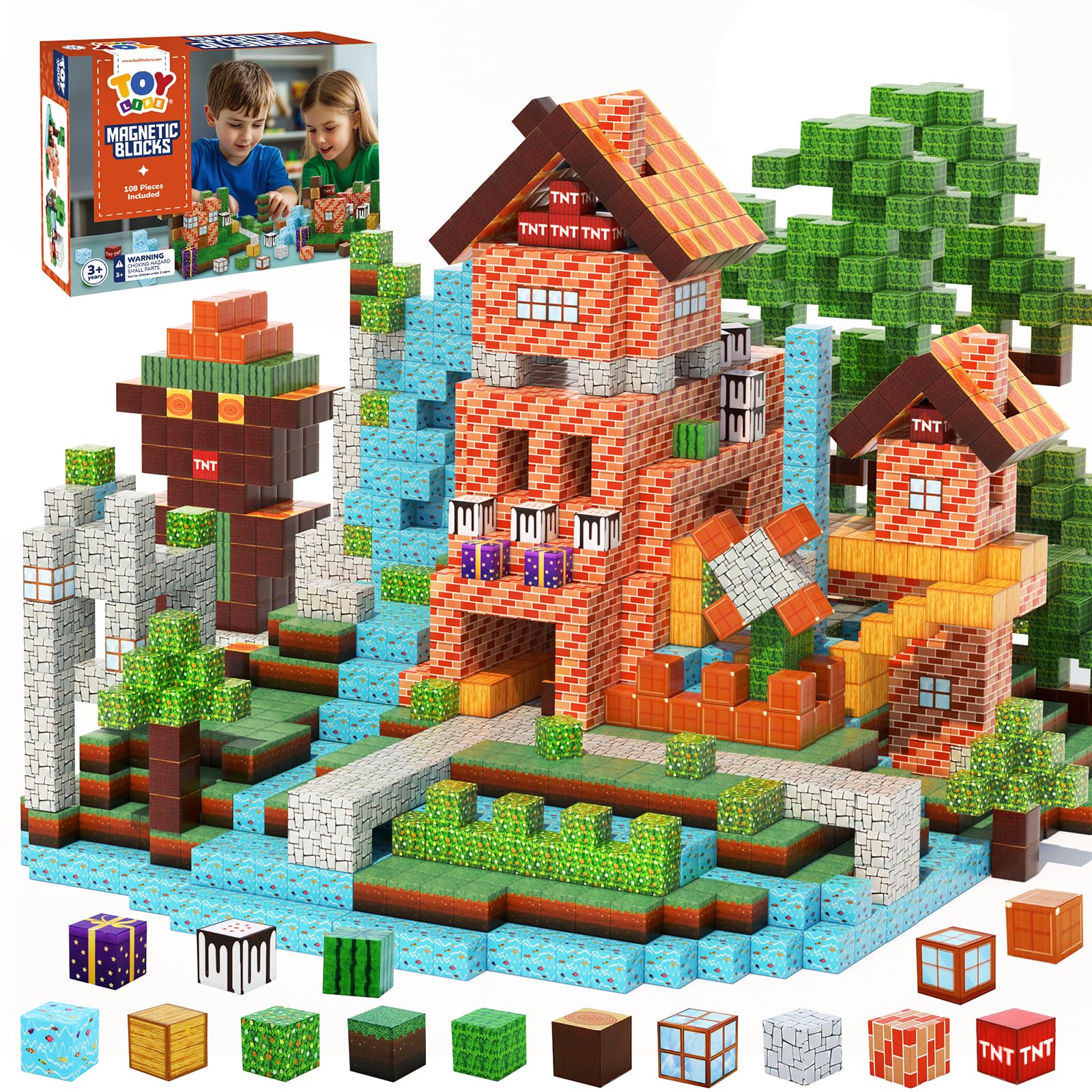 TOY Life Magnetic Blocks, Mine Magnet Block Set Build Frozen Princess Castle World for Kids Age 3+ Year Old Boys Girls, Magnetic Building Blocks for