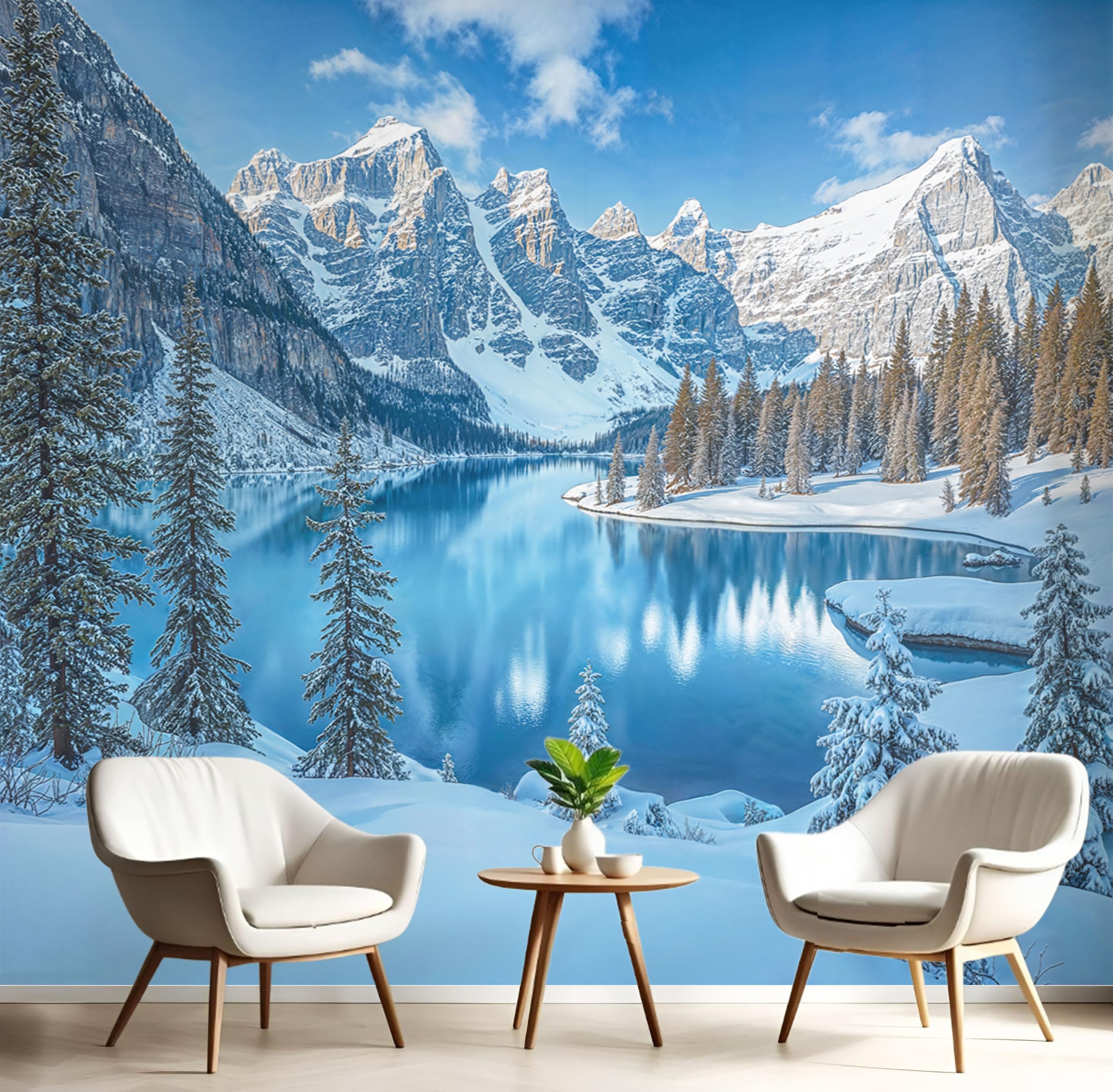 Papier peint panoramique forêts de pins pour grand mur TV
