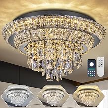 18 inch Crystal Flush Mount Black Chandelier, Modern Raindrop LED Ceiling Light, 3CCT Dimmable & Brightness Adjustable,Remote/APP ,Elegant Chandeliers for Bedroom Hallway Dinning Room Living Room