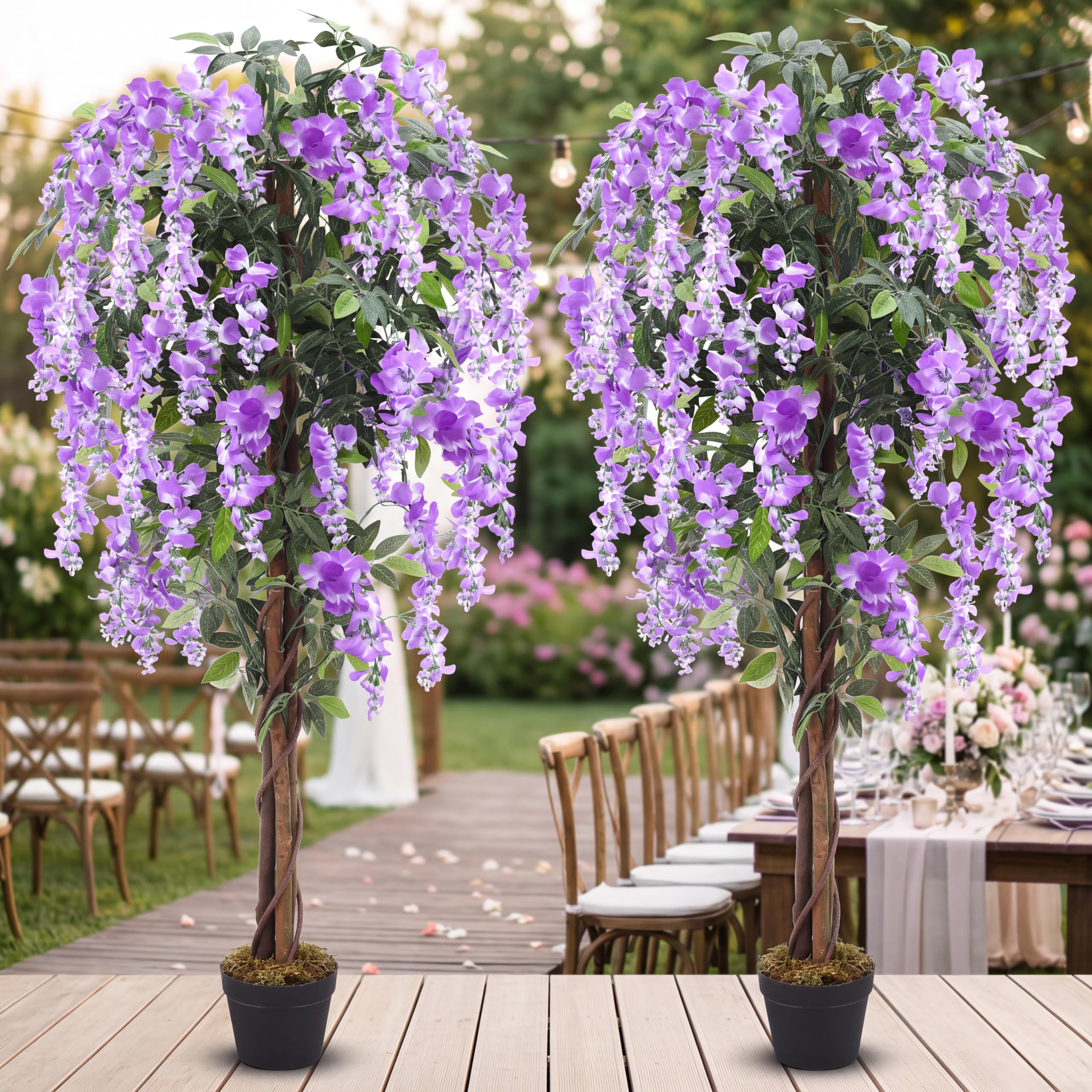 Photo 1 of Thiccywoov 5ft Artificial Wisteria Tree, 2 Pack, Purple