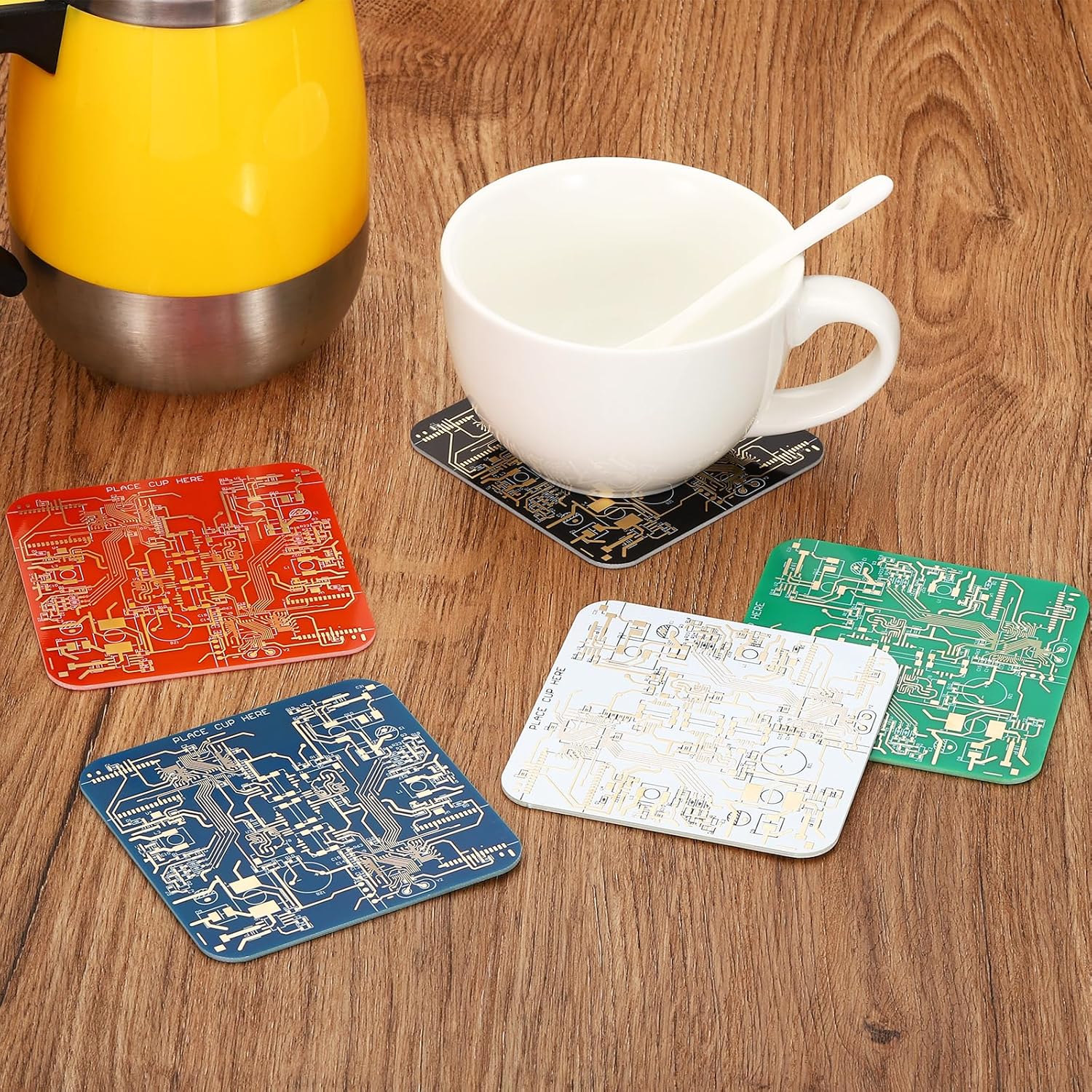 PATIKIL コースター4点 PCBコースター 回路基板コースター FR-4 ドリンクバーコースター ドリンク用 コーヒーテーブル