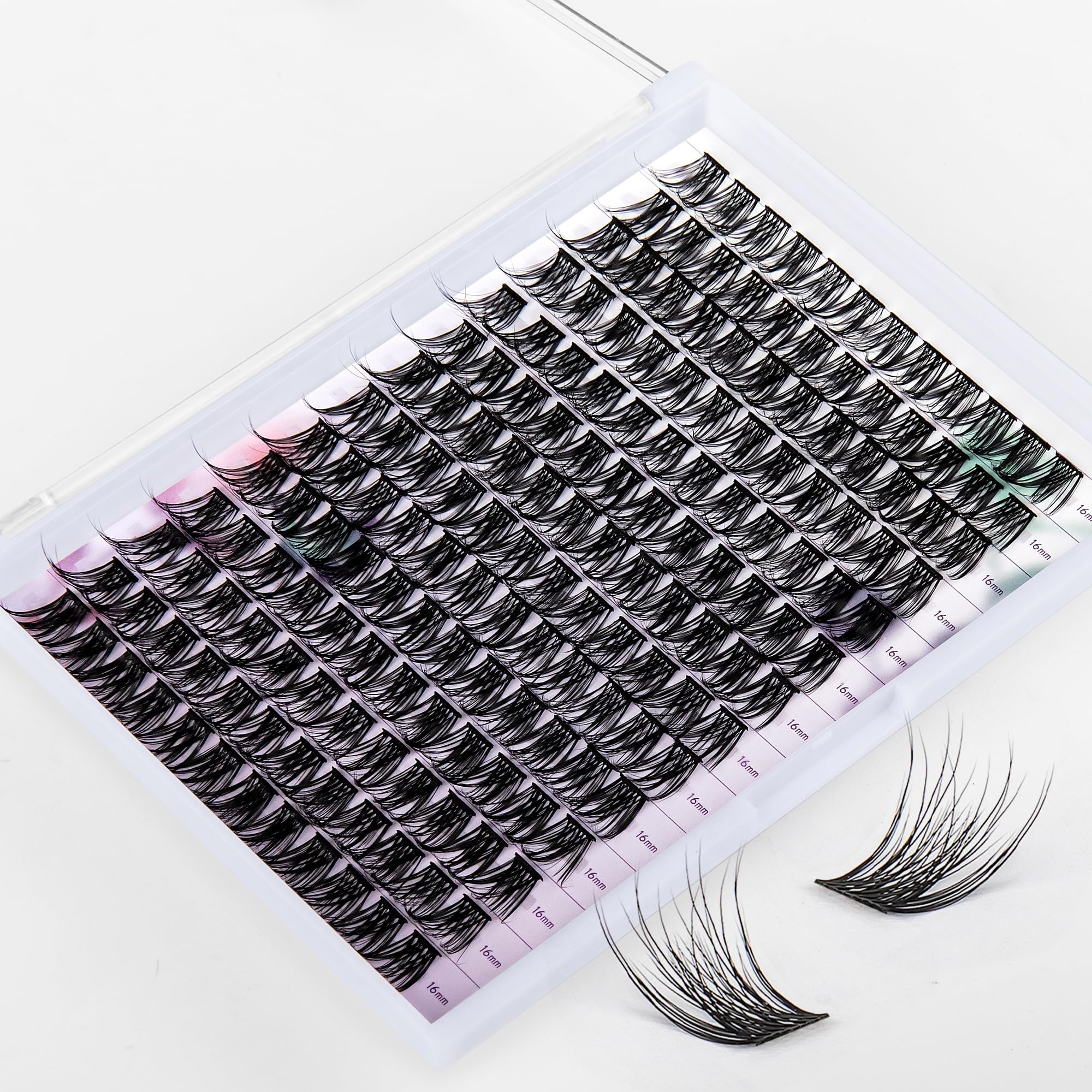 GAQQI GQ03-D 16 mm Individual Eyelashes, Cluster Lashes, D Curl, 16 mm, DIY Eyelash Extensions, Individual Eyelashes for Eyes, Make-Up, DIY Eyelash Extension