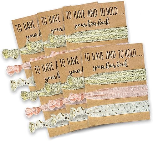 amazon com pop fizz designs bridesmaid gifts hair tie cards pink gold bachelorette party favors wedding party favors bridal shower favors 6 pack home kitchen