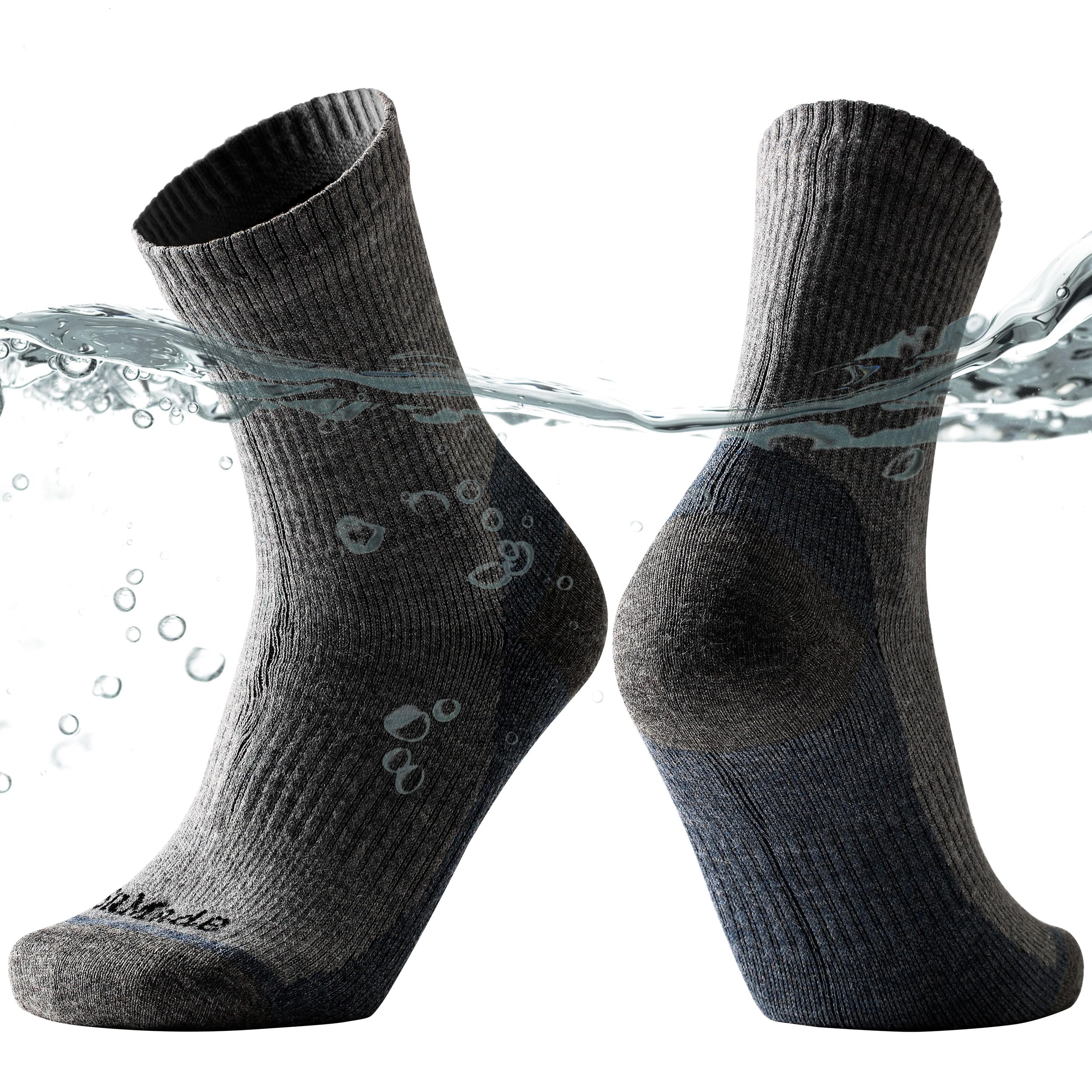 Merino Wool Waterproof Socks, 1 Pair Waterproof Hiking Socks for Hiking, Running -Breathable & Warm for All Seasons