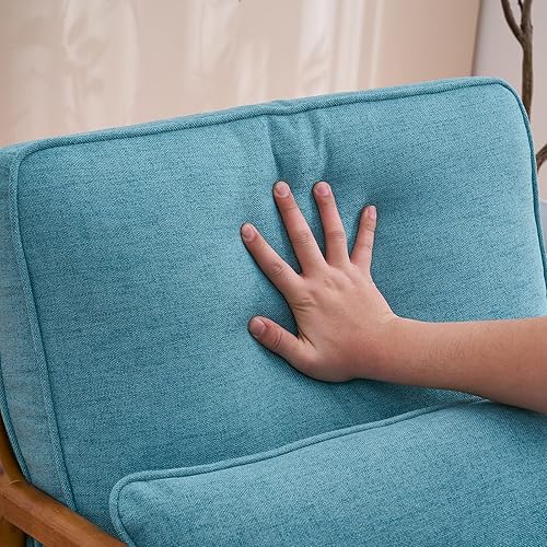 Miniatura 58 de Bonnlo Juego de 2 sillas decorativas de color beige fino, tapizadas de mediados de siglo, modernas sillas de lectura, sillas de lectura laterales,