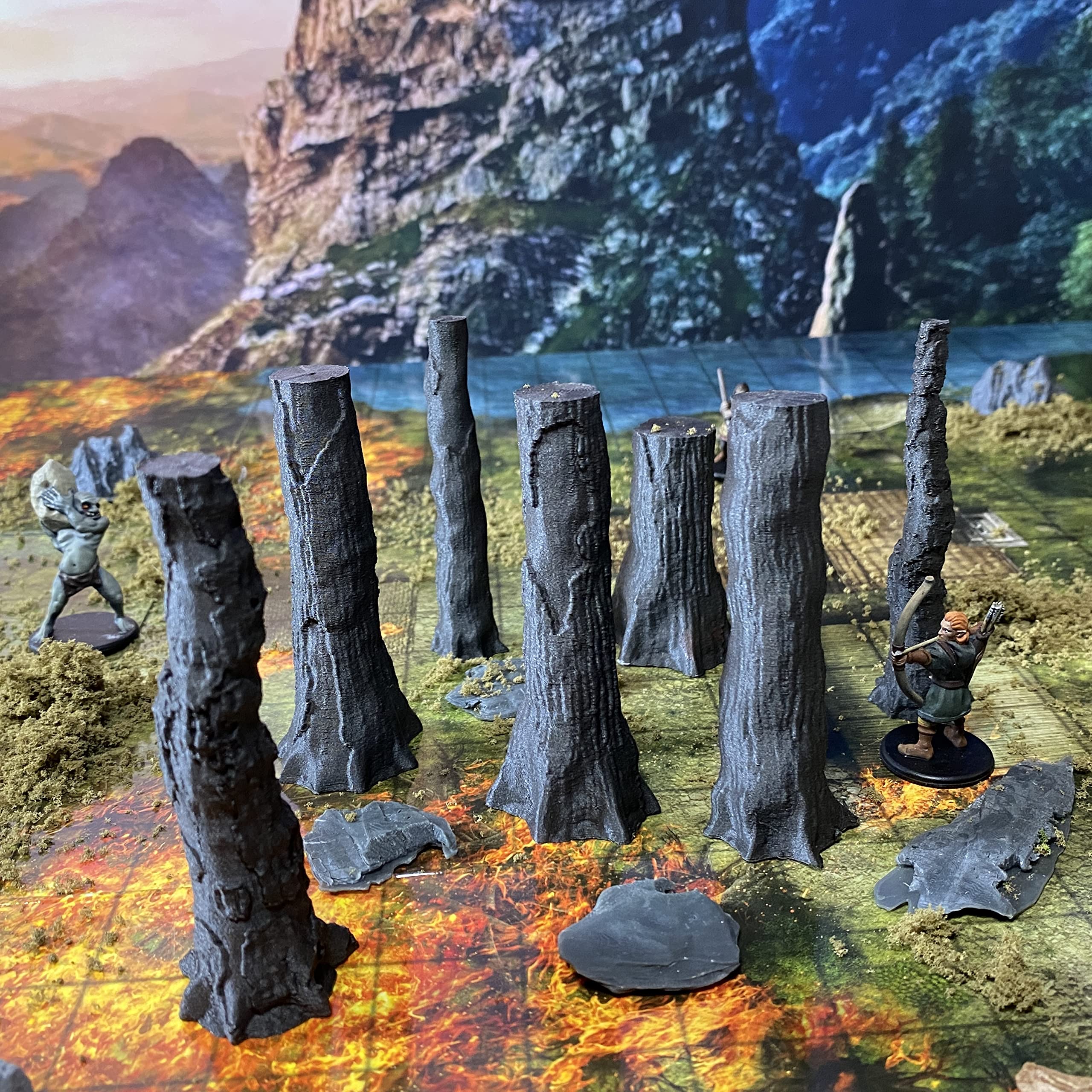 Extruded Gaming Charred Forest Terrain Set - 7 Trees & 3 Rocks For D&D, Tabletop RPGs (No Paint Needed) - View #5