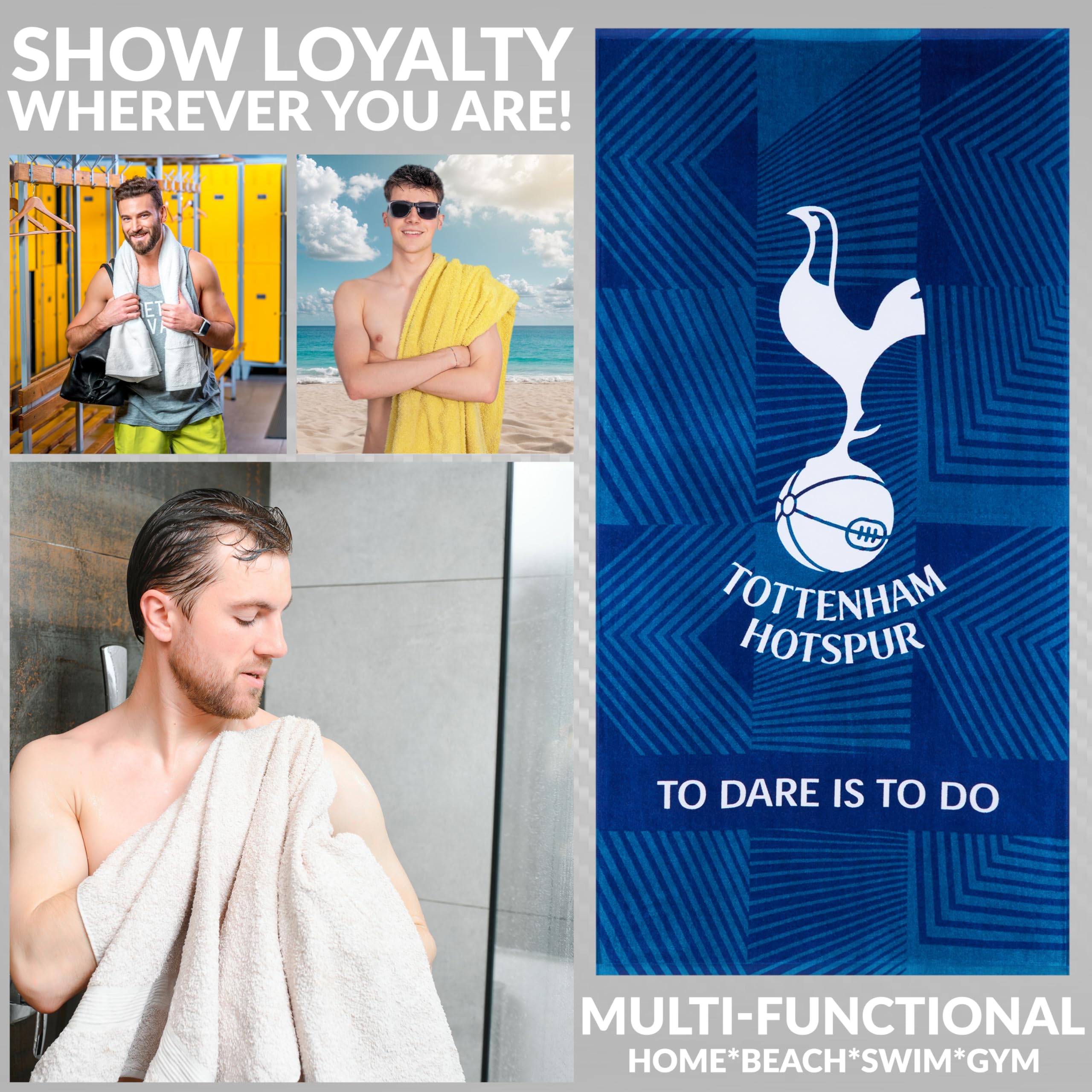 Tottenham Hotspur F.C. Toalla de baño 100% algodón, escudo de fútbol, secado rápido