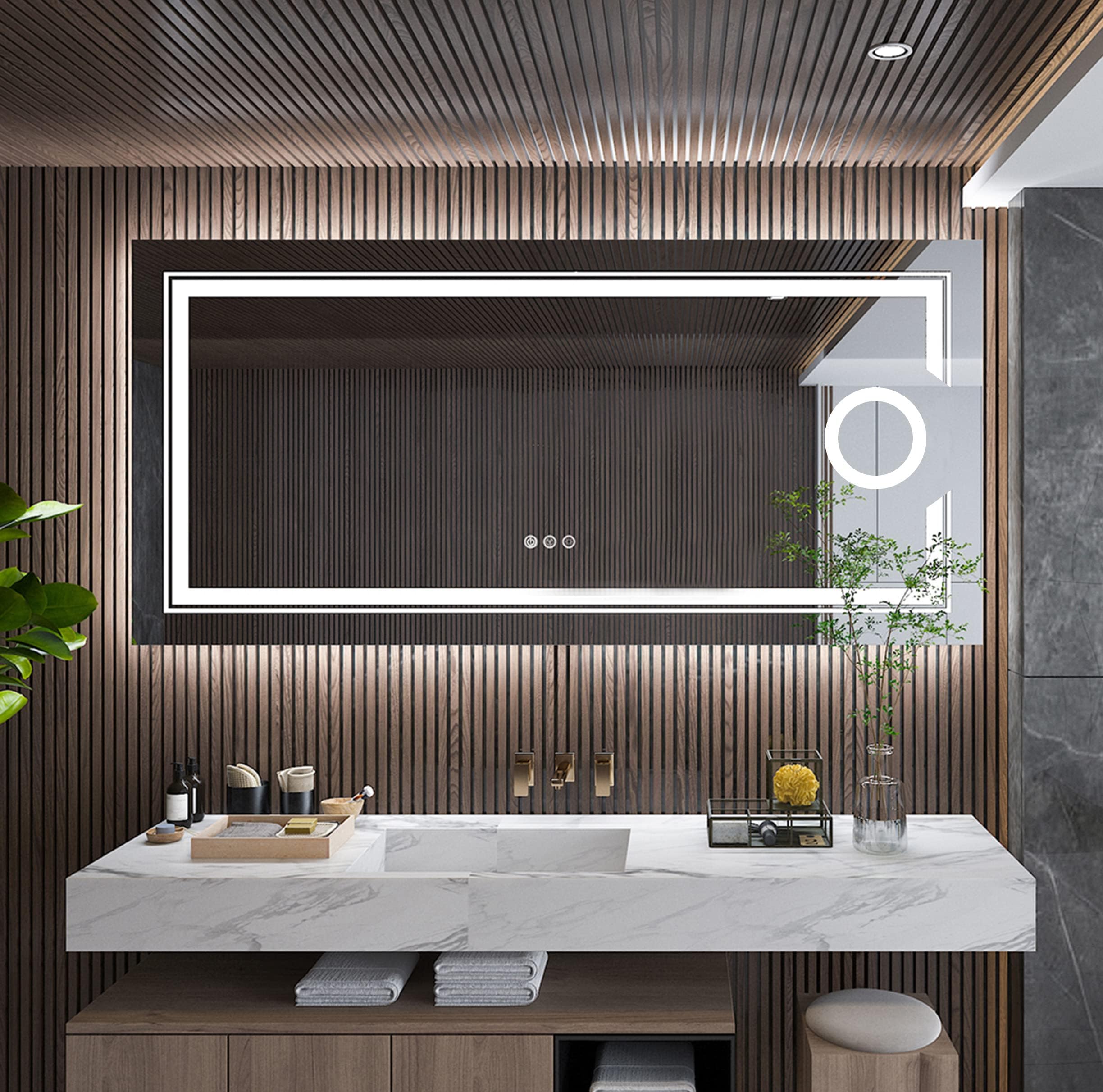 LUVODI Bathroom Mirror with LED Light: 1200x600mm Large Dimmable Lighted Wall Illuminated Vanity Mirror with Demisting Smart Touch Switch, Memory Function Backlit and Front Lighted