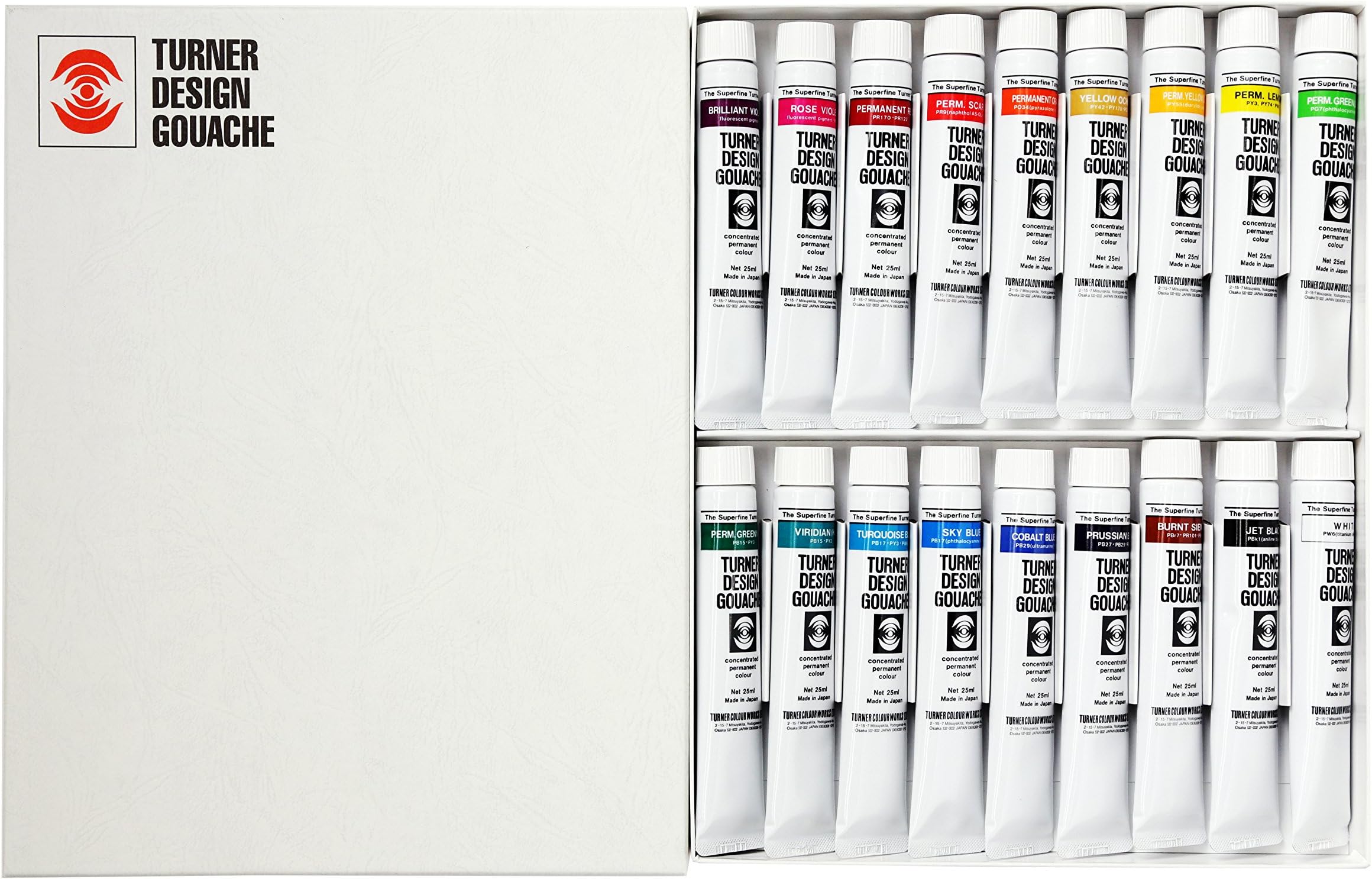 TURNERColour Works Watercolor Paint Set - Design Gouache Premier Opaque Watercolor Paint - 25 ml Tubes - Set of 18 Assorted Colors