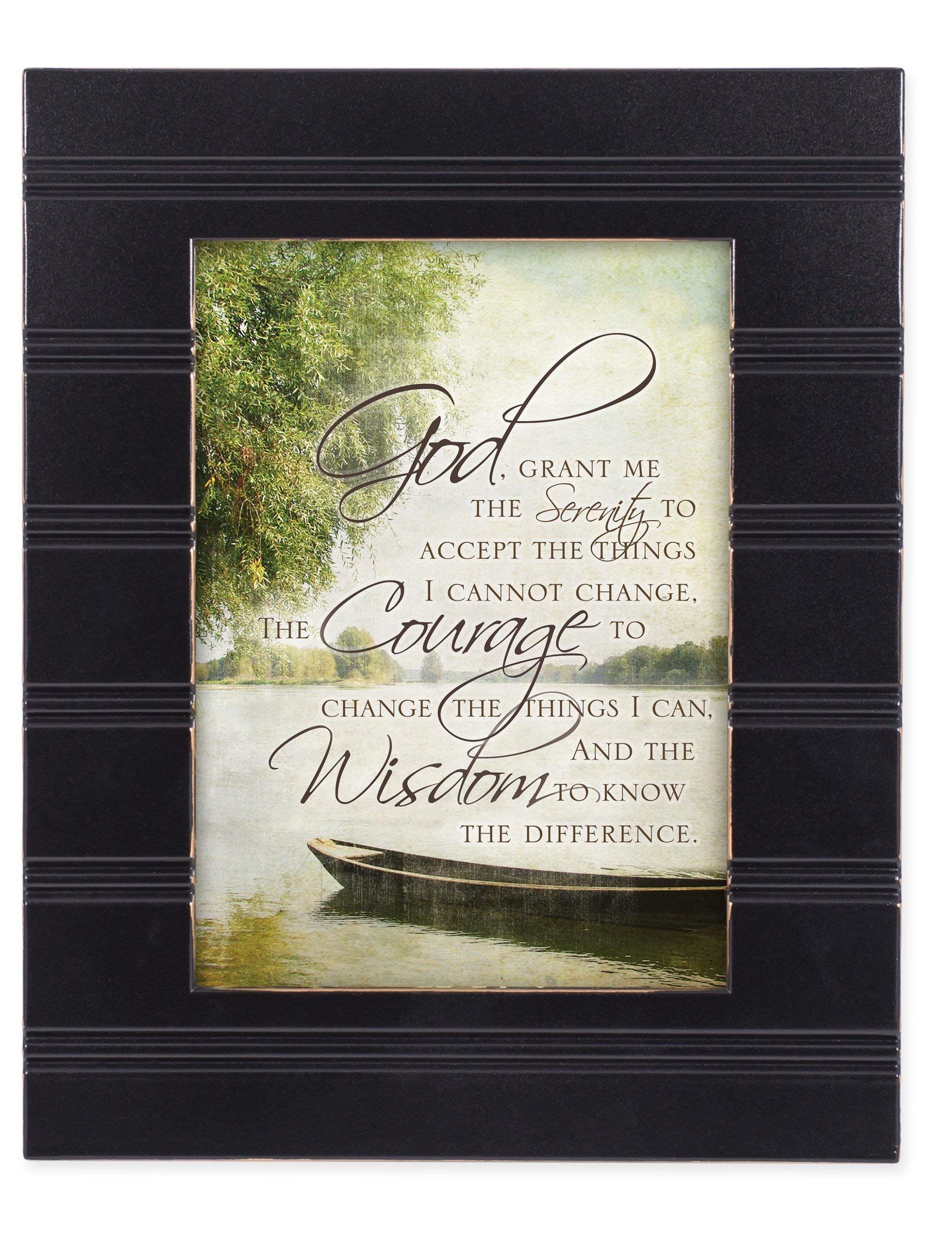 Plaque d'art Prière de Sérénité avec cadre photo 13x18 cm décor lac noir