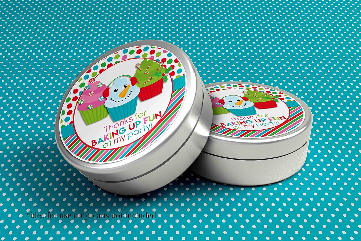 Christmas Cupcake Holiday Baking Thank You Sticker Labels, 40 2" Party Circle Stickers by AmandaCreation, Great for Party Favors, Envelope Seals & Goodie Bags