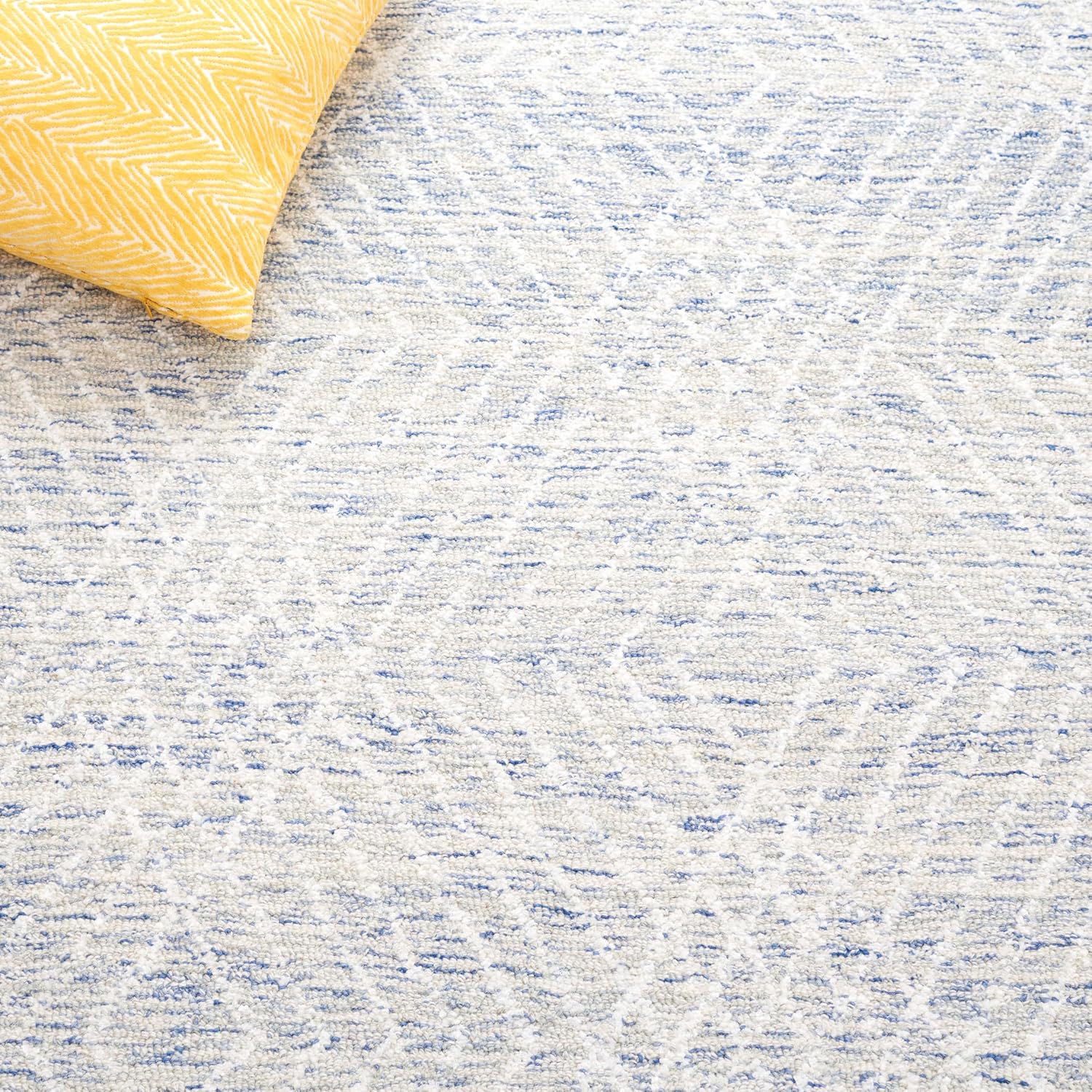SAFAVIEH Abstract Collection Runner Rug - 2'3" x 8', Blue & Ivory, Geometric Design, Ideal for High Traffic Areas in Entryway, Kitchen & Bathroom (ABT499M-28)