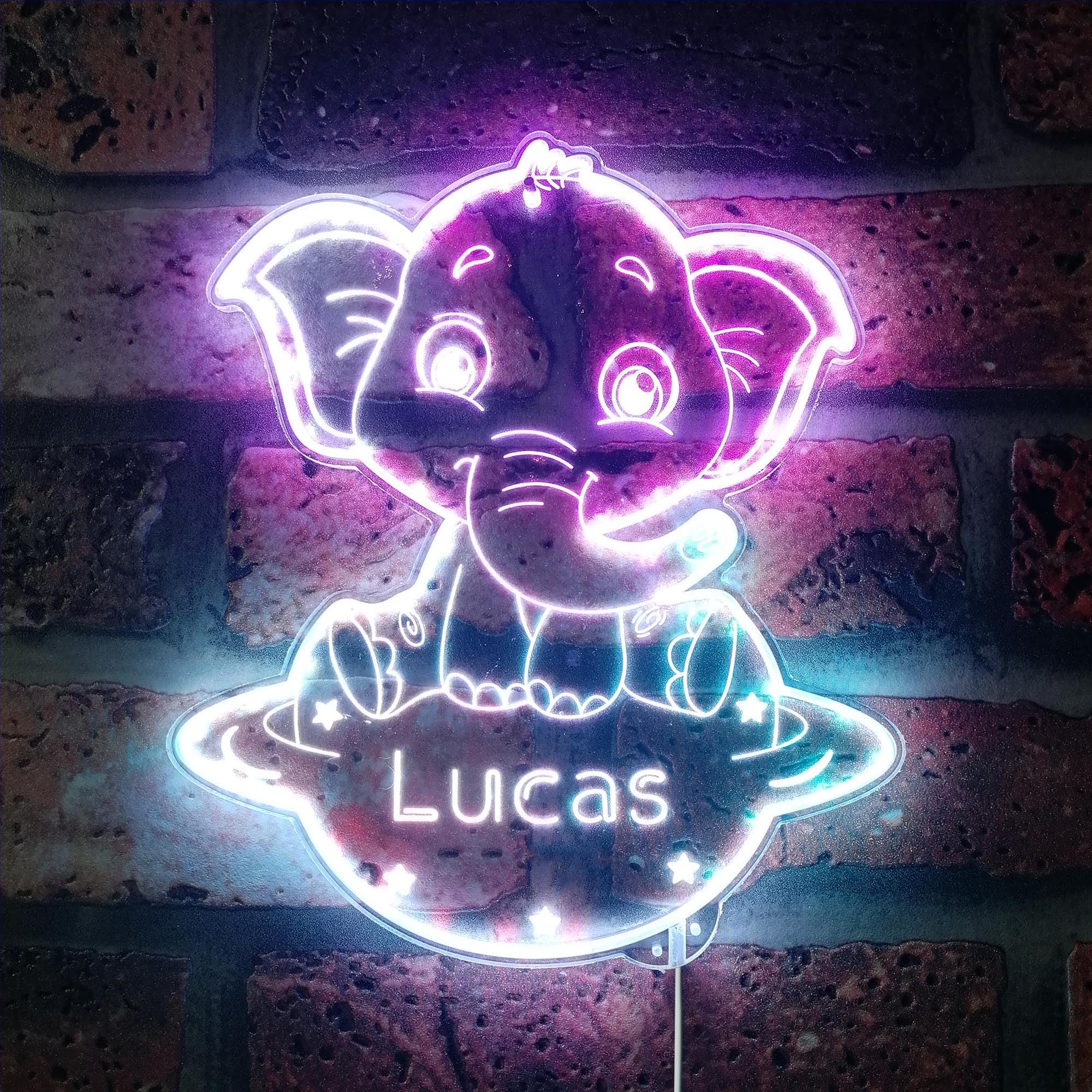 ADVPRO Name Personalized Elephant RGB Dynamic Glam LED Sign - Cut-to-Edge Shape - Smart 3D Wall Decoration - Multicolor Dynamic Lighting - st06s44-fnd-p0013-tm