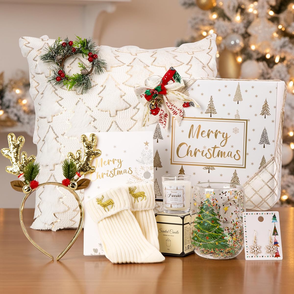 GiftAmaz Christmas Gift for Women, Get Well Gifts Baskets Box for Her | Valentines Mothers Day Gift with Scented Candle, Self Care Gift for Her, Mom, Wife, Friend, Grandma, Sister, Bestie, Coworker