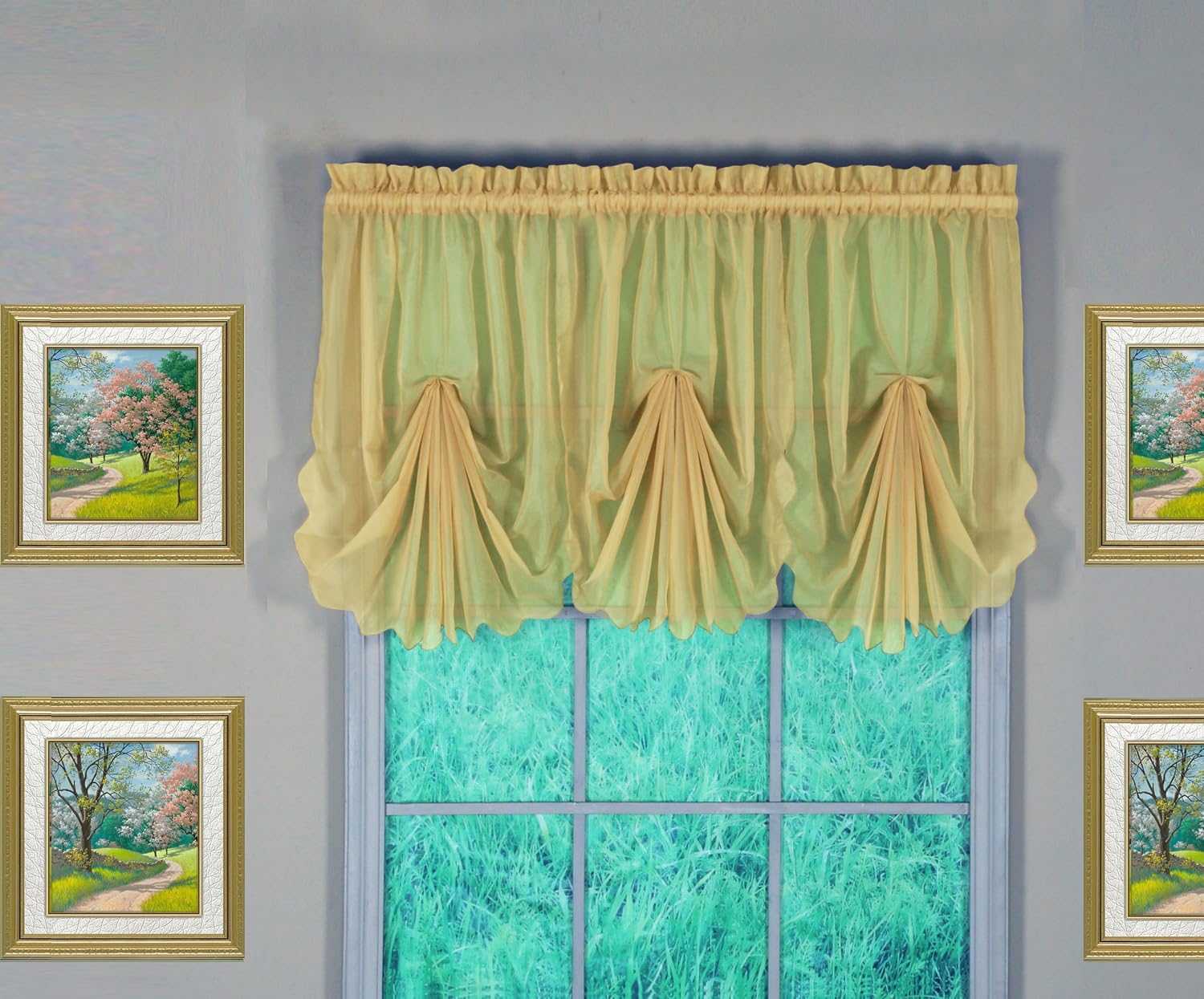 Today's Curtain Emelia Original Voile Fan Insert, Gold, 30" W x 40" L