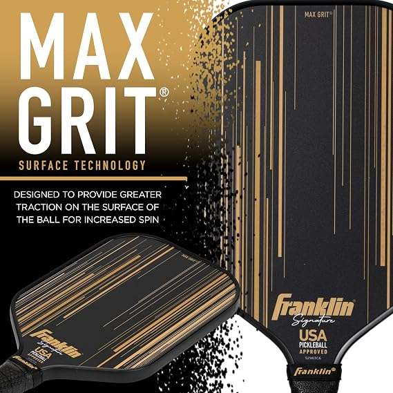 Franklin Sports Pro Pickleball Paddles - Signature Series Pro Pickleball Paddle with MaxGrit Surface - USA Pickleball (USAPA) Approved Tournament Pickleball Paddles - 13mm + 16mm Polypropylene Cores