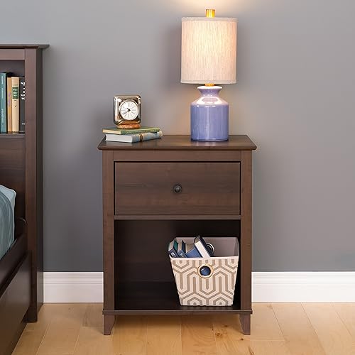 Yaletown 1-Drawer Tall Nightstand, Espresso