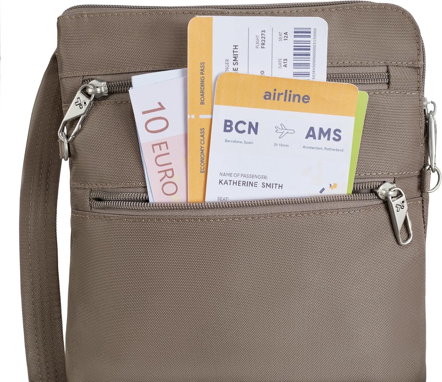 Travelon Anti-theft Classic Slim Double Zip Crossbody - Image 7