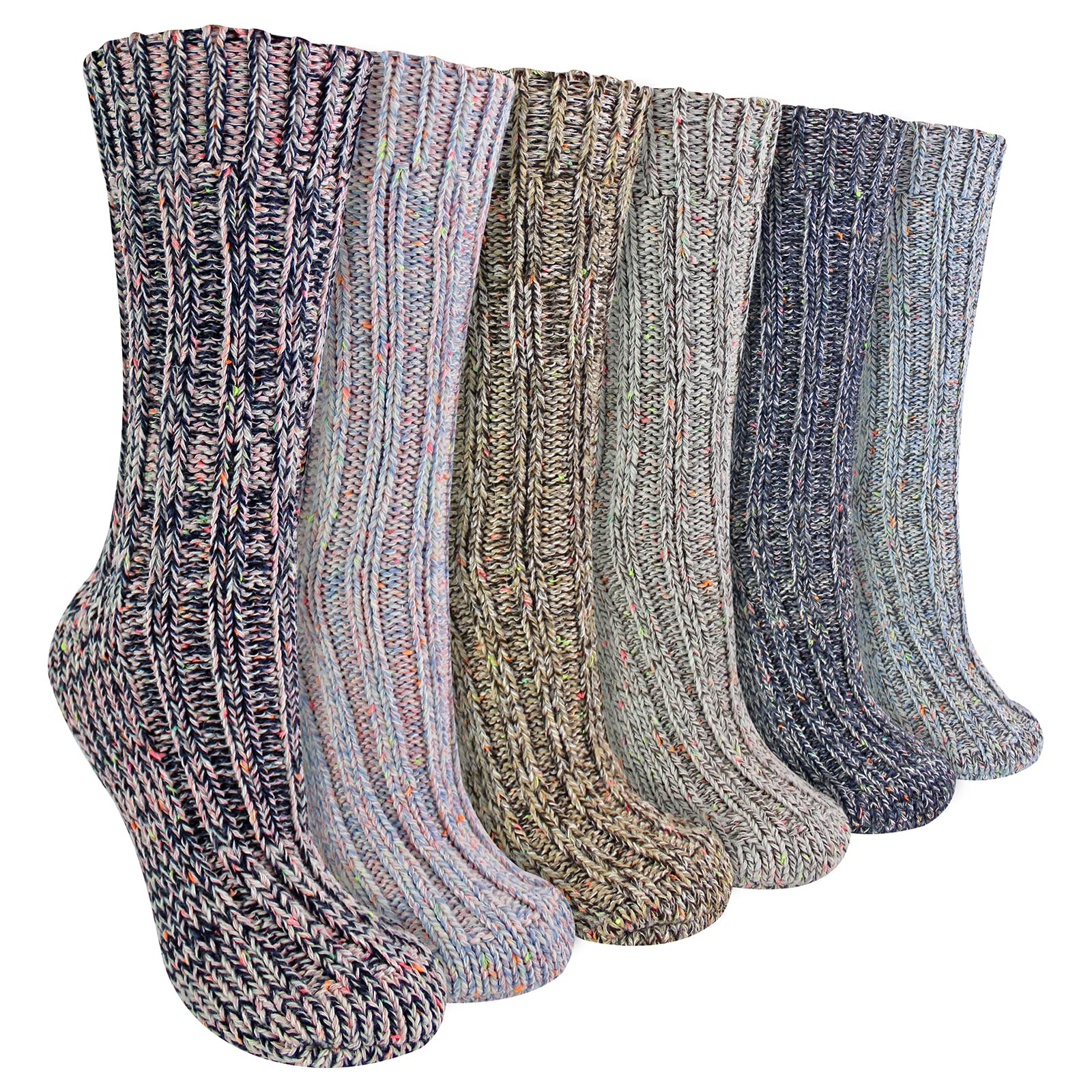6 Pack Womens Alpaca Wool Boot Socks | Sock Snob | Ribbed Walking Socks for Wellington Boots (4-8, Multicoloured)