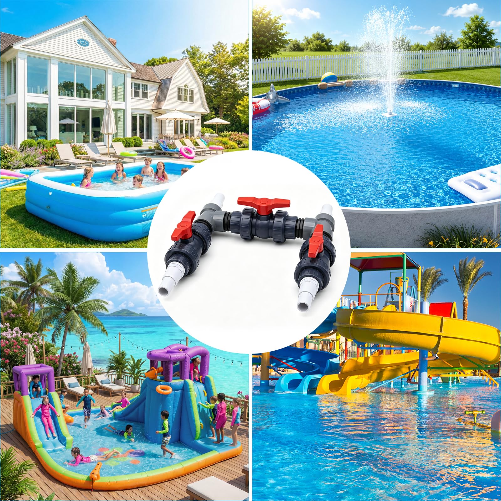 Bypass Kit de piscine 50 mm, pompe à chaleur, kit de raccordement de piscine avec becs de tuyau en ABS 32/38 mm, chauffage de piscine, pompe à chaleur, chauffage solaire, dérivation de