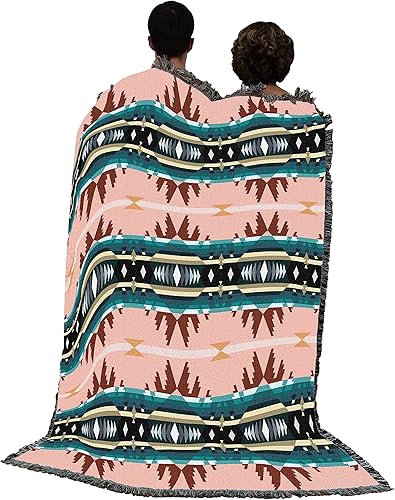 Miniatura 3 de Pure Country Weavers Cimarron - Manta de ágata  Inspirada en los nativos americanos del suroeste  Tapiz de regalo tejido de algodón  Fabricado en