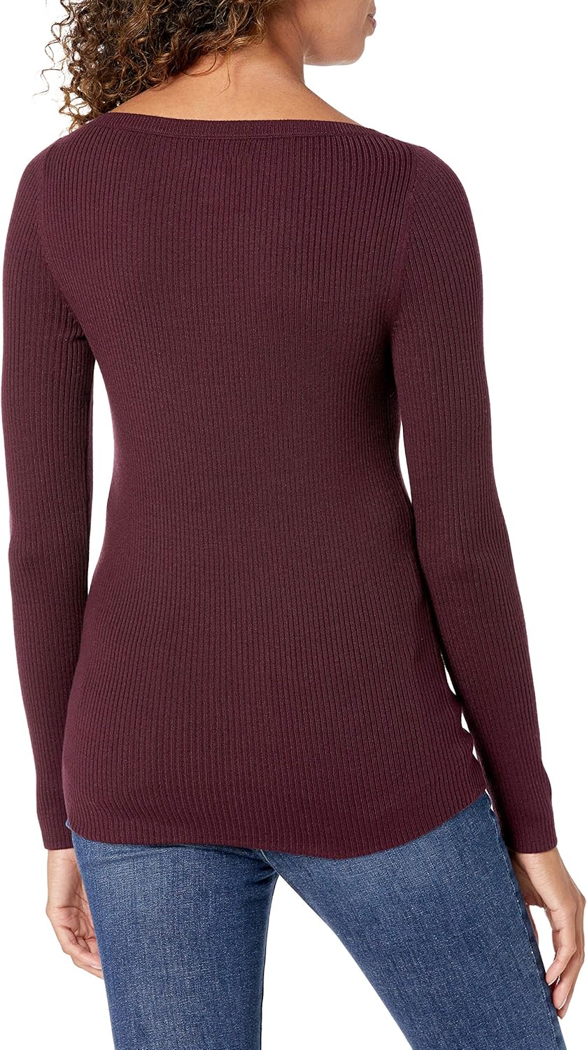 Amazon Essentials Women's Lightweight Ribbed Long-Sleeve Boat Neck Slim-Fit Sweater - Image 2