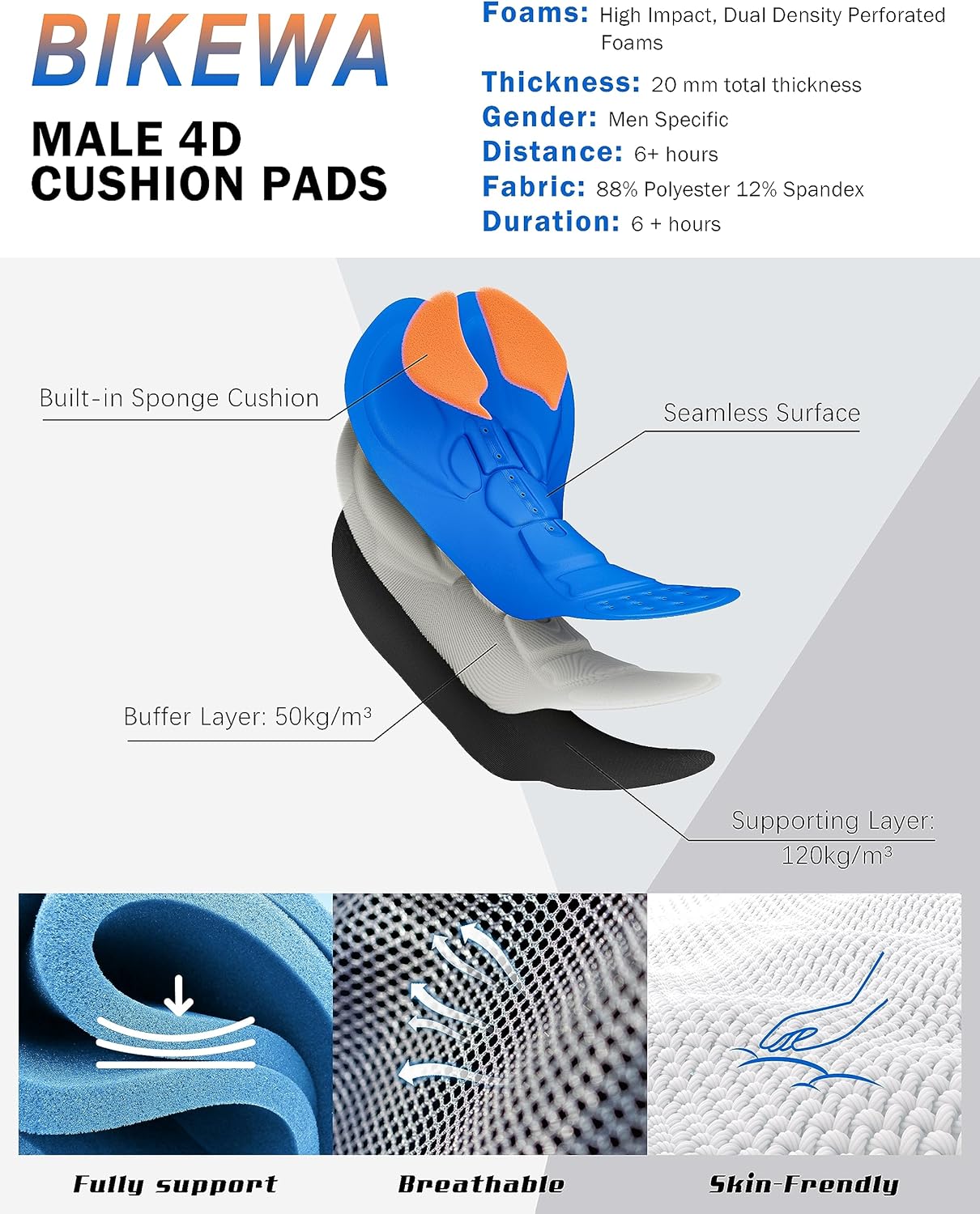 Bikewa Men's Bike Shorts 4D Padded Biking Road Cycling Bicycle Pants Biker Shorts for Men Zipper Pockets - Image 5