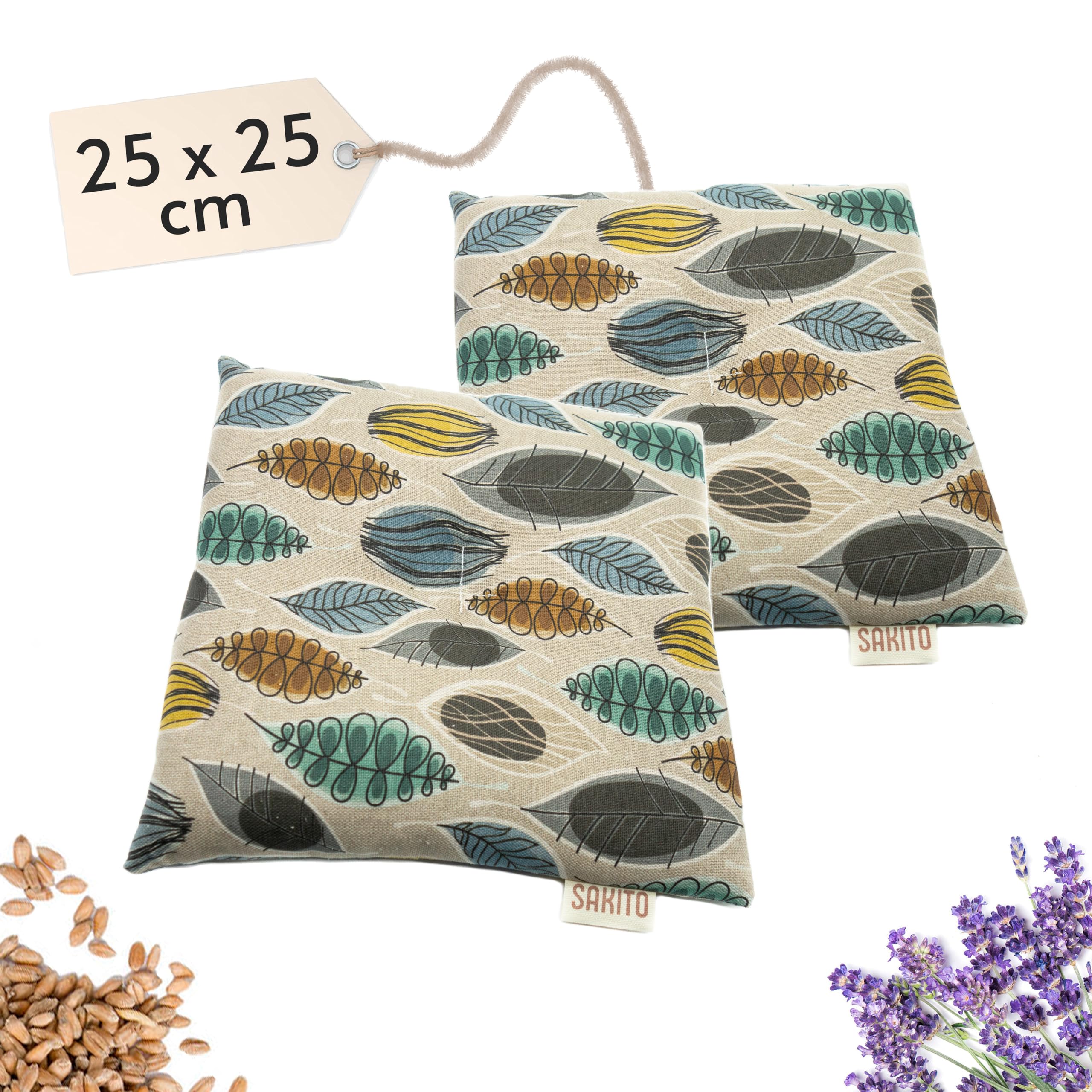 2 (uds) Saco Semillas Microondas (25x25 cm) - Cojin Térmico Natural para Cervicales y Lumbalgia, Uso en Calor o Frio - Gran Retencion de Calor - Muy Duradero, Tela de Primera Calidad - Aroma a Lavanda