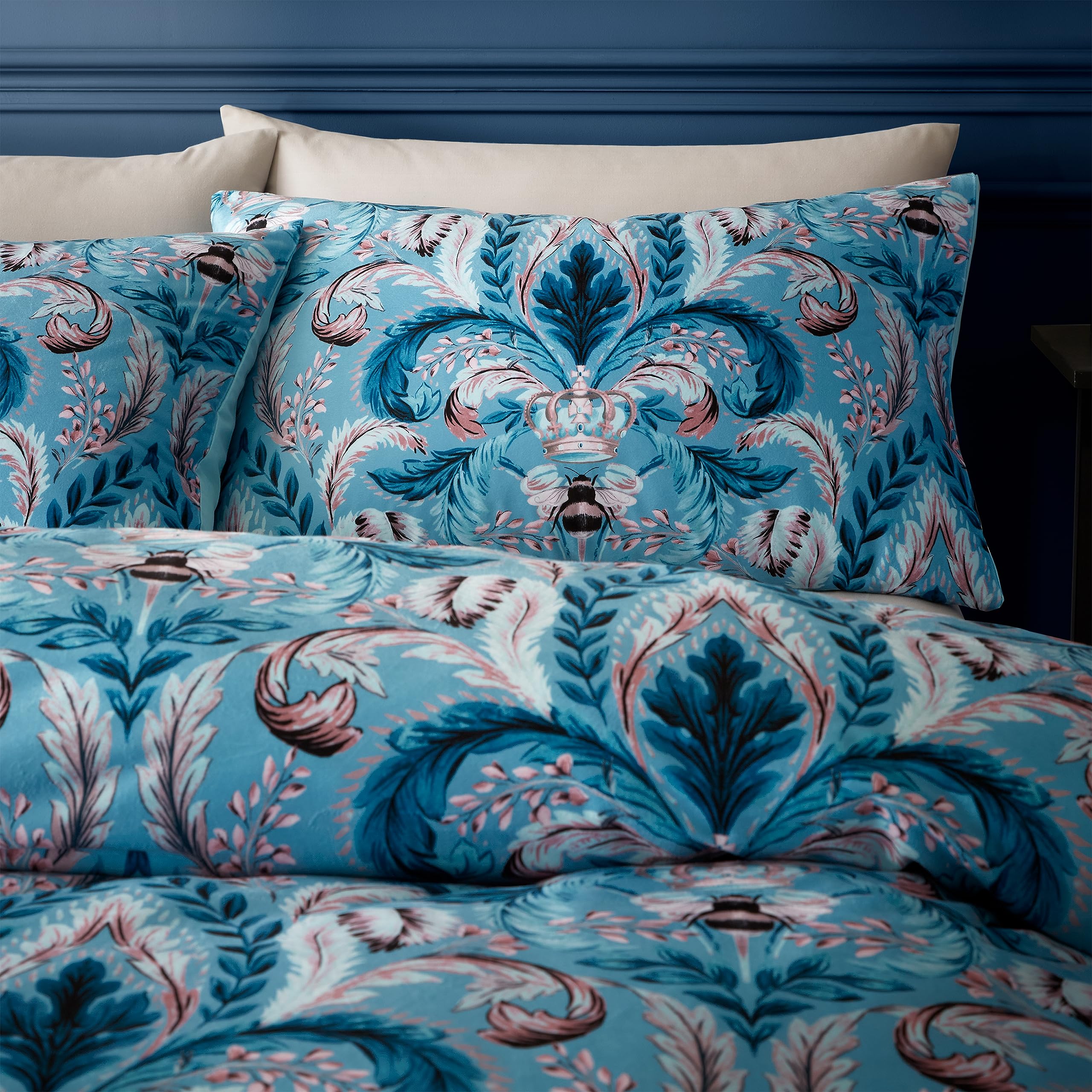 Catherine Lansfield Meadowsweet Bettwäsche-Set – Doppelbett, Blau, Blumenmuster, Wendbar & Pflegeleicht