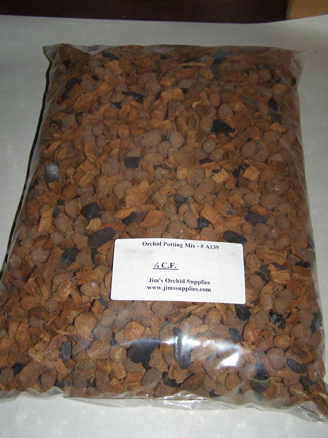 Jim's Orchid Supplies Orchid Potting Mix - Grow!T Expanded Clay, Coconut Husk Chips, Charcoal. 1/4 Cubic Foot Bag