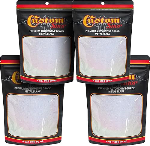 Vista 69 de Custom Shop Escamas de metal para pintura automotriz, rojo fuego, escamas de metal micro de 4oz .004" para pintura de automóvil, aditivo de pinturas