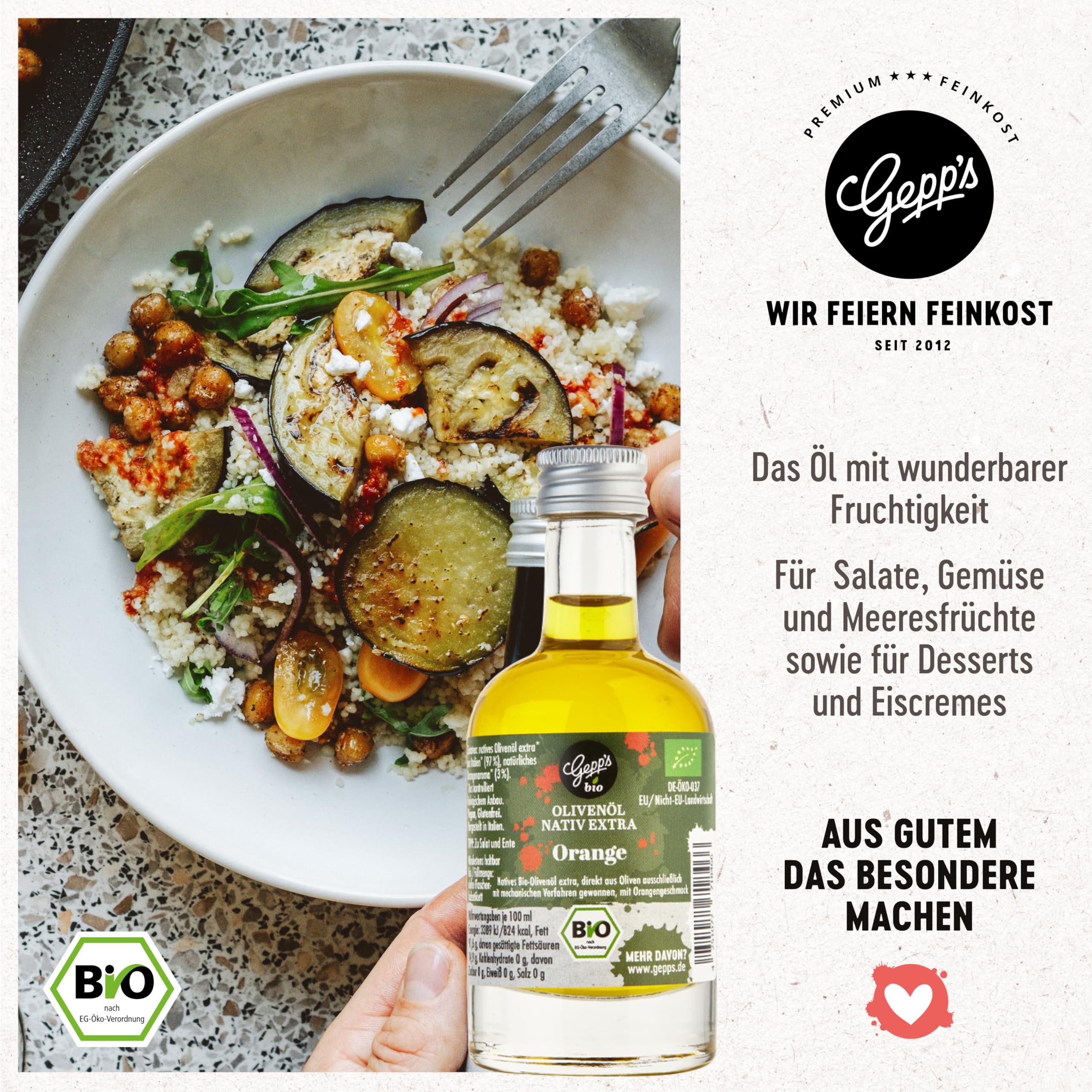 Gepp‘s Feinkost Öl Geschenkbox „Öl-Clutch“ I Gewürzöl Set mit 5 erlesenen BIO-Ölen I Olivenöl Basilikum, Chili, Knoblauch, Orange & Zitrone I Geschenkidee für Männer & Frauen