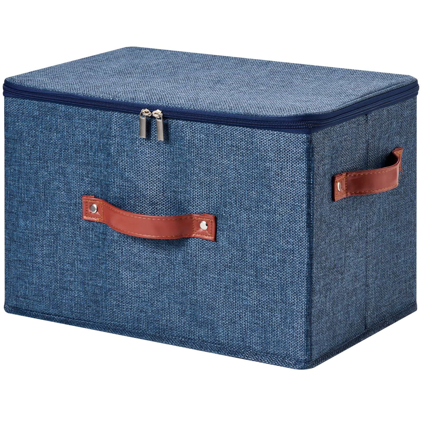 Storage Bin Box with Zippered Lid Decorative Collapsible Basket