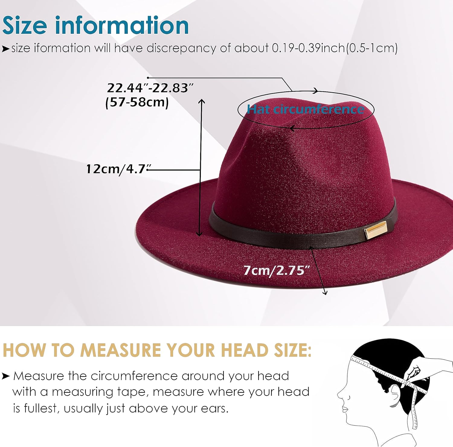 Gossifan Fedora Hats for Men Wide Brim Panama Hat with Classic Belt - Image 3