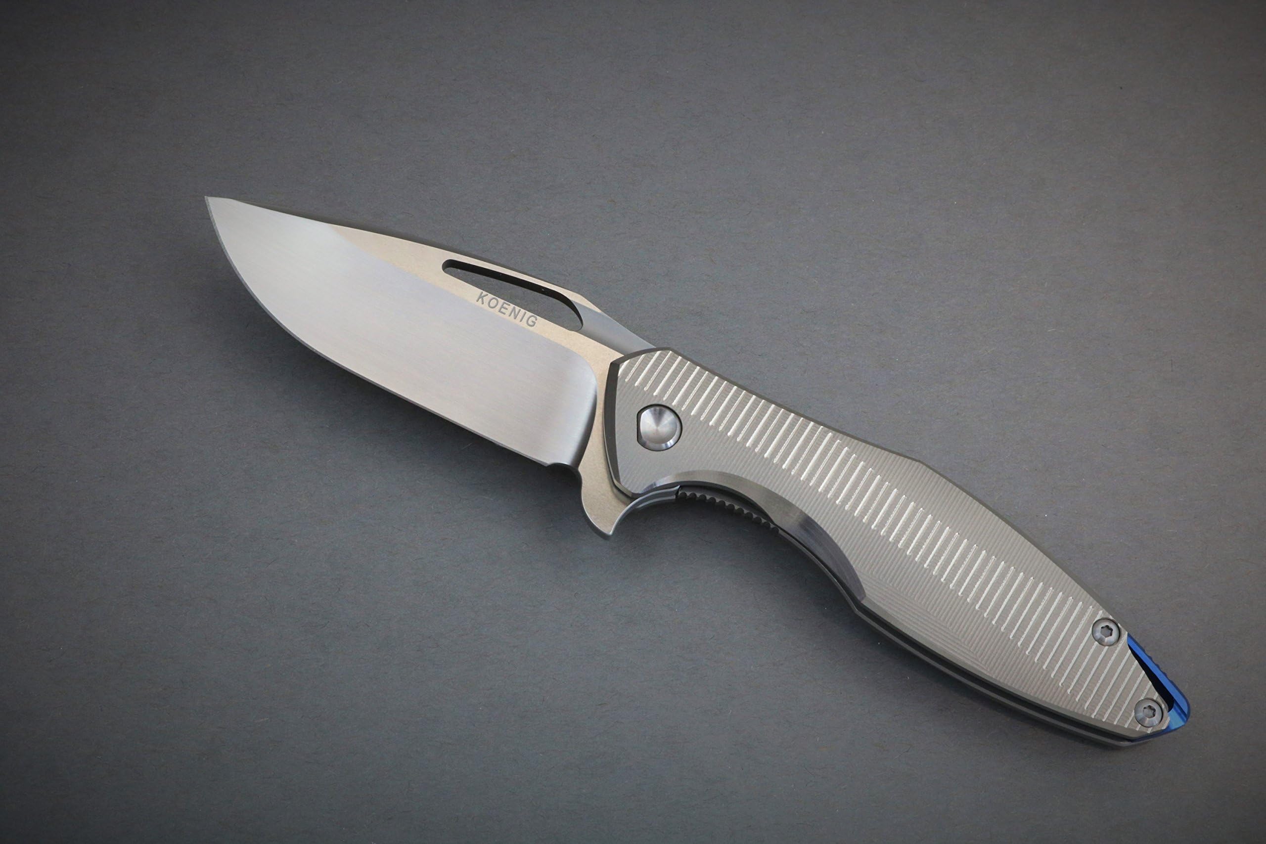 Koenig Arius Style 57 Handle Bead Blasted Remachined Chamfers And Grooves Polished Screws Hand Rubbed Blade With Polished Flats