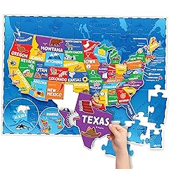 United States Puzzles for Kids Ages 4-6 - Educational Toys for 4+ Year Old Boys & Girls - 70pcs USA Map Kids Puzzle with 50 States & Capitals - Floor Jigsaw Puzzles Back to School Gifts for Children