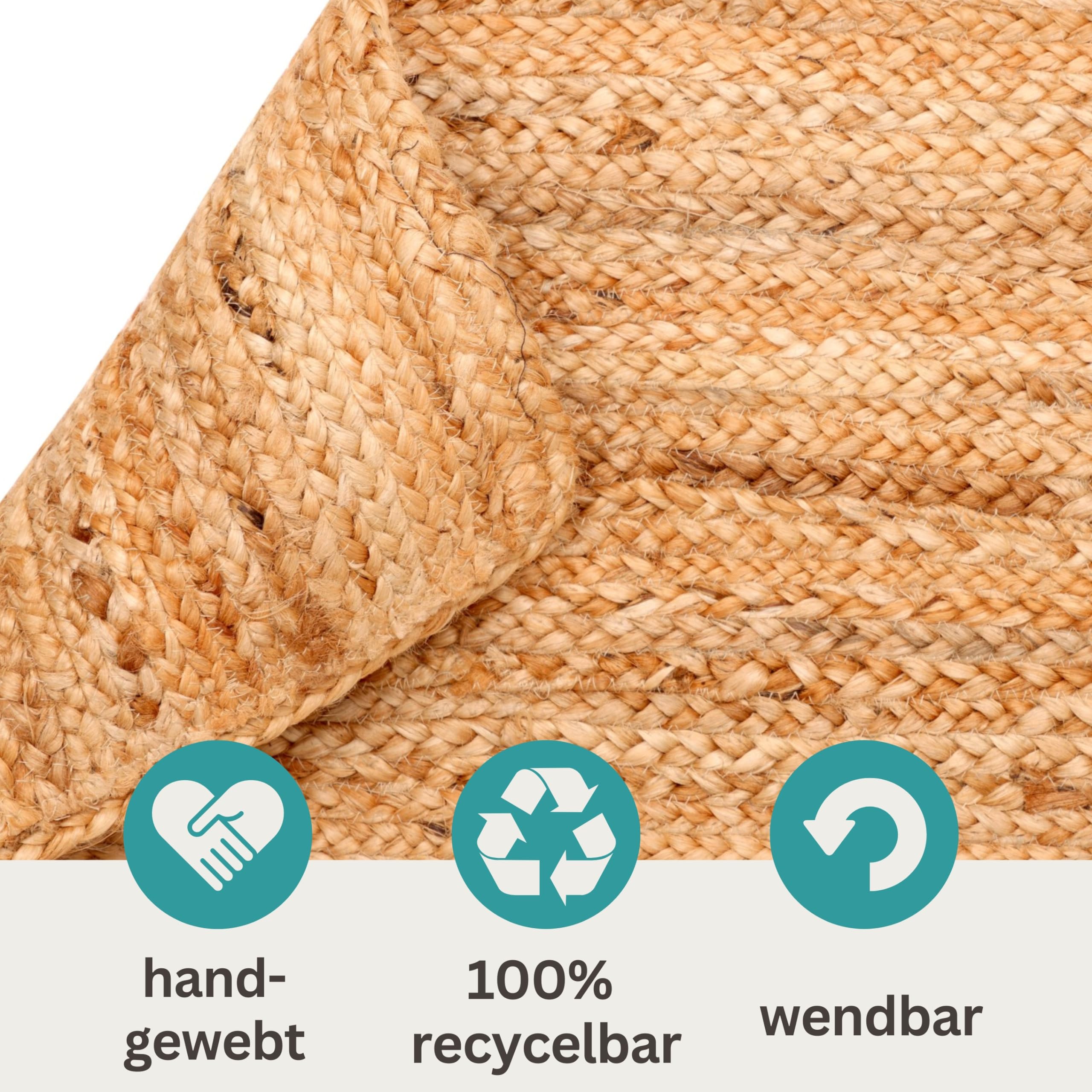 MY-RUG Jute-Teppich Läufer 80x300 cm - Handgewebt Boho Naturteppich Beige | Langlebiger Sisalteppich aus 100% Naturfaser - Wendbar, pflegeleicht und ideal für Flur, Küche oder Schlafzimmer geeignet.