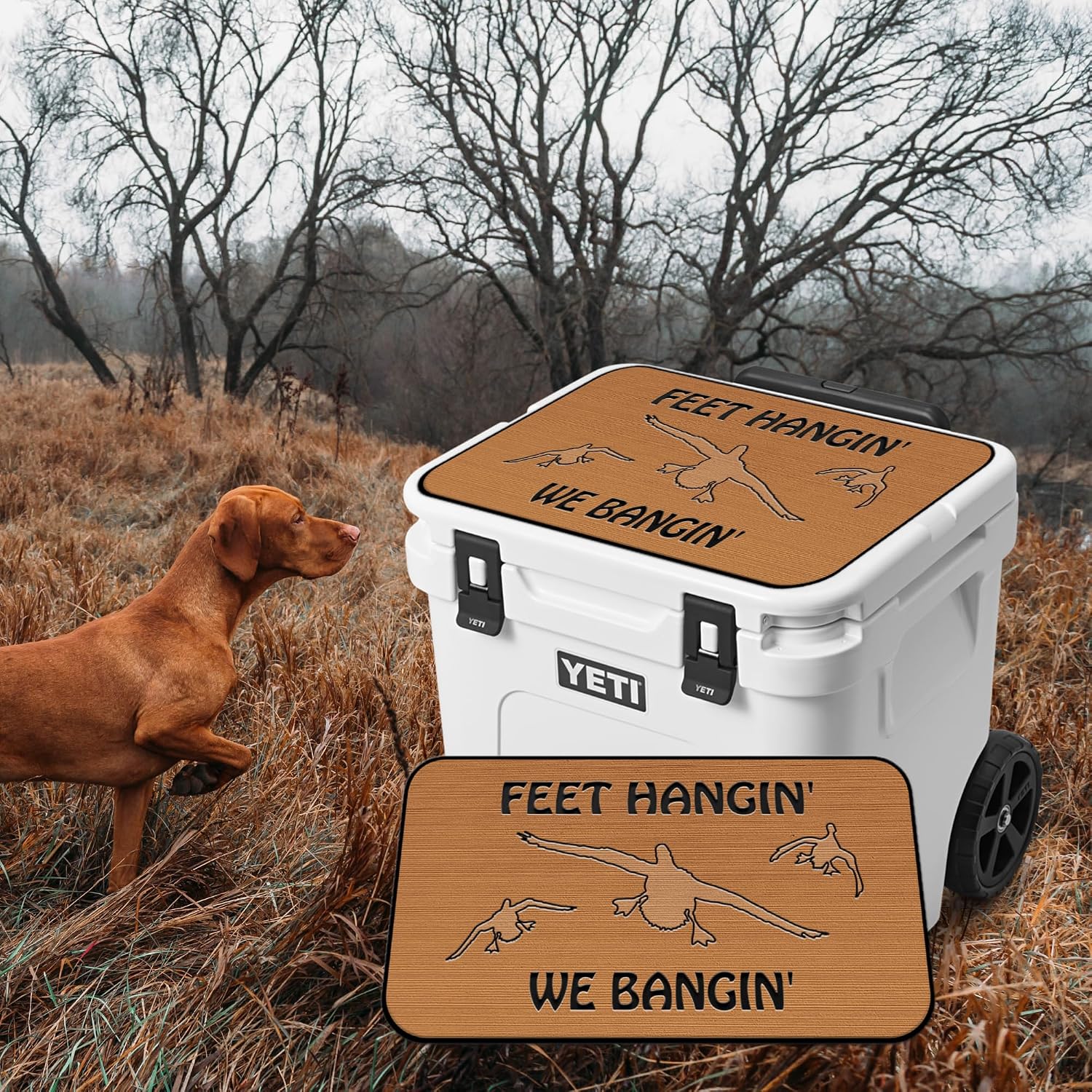 USATuff SeaDek EVA Mat Cooler Pad fits YETI | Peel & Stick Application | Non Slip Comfort Accessories - Feet Hangin We Bangin Design (Mocha-Black)