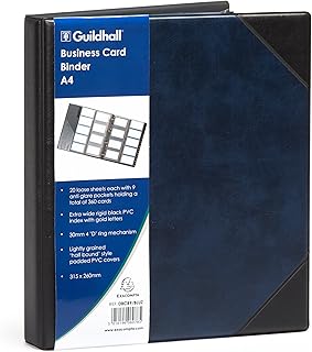 Goldline DBCB9-BLU - Clasificador para tarjetas de visita, PVC, 180 fundas, color negro/azul, formato A4