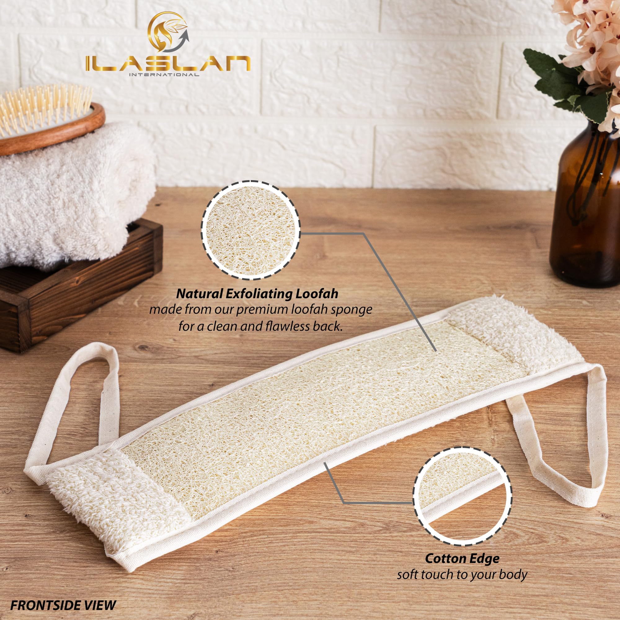 Esponja vegetal natural para la espalda, esponja exfoliante con mango largo para ducha y exfoliación corporal, limpieza profunda para la espalda, doble cara