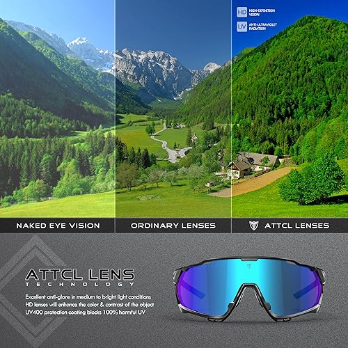 Miniatura 10 de ATTCL Gafas de sol de ciclismo de lujo para hombres y mujeres, gafas deportivas, protección UV 400 para ciclismo, esquí, conducción