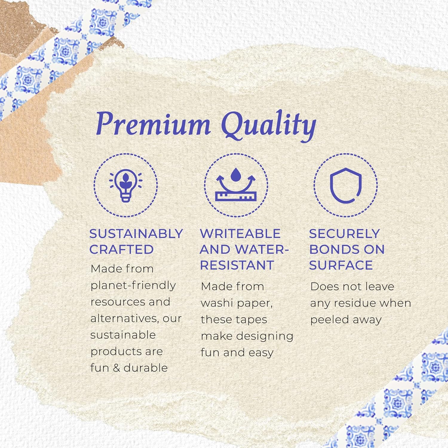 Serenity Fair Washi Tape – Mediterranean Tile Pattern, Extra Wide 4 Inch Scrapbook Supplies for Scrapbooking, Journaling, Stickers, Craft Paper, and DIY Scrapbook Tape Roll (Moroccan Blue and White)