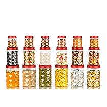 Clazkit Plastic Pet Storage Jar and Container, Set of 18 (6 pcs x 350ml Each, 6 pcs x 650ml Each, 6 pcs x 1.20ltrs Each), Red | Air Tight | Kitchen Organiser | BPA Free | Stackable